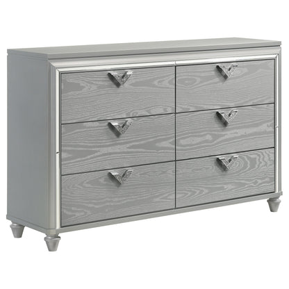 Veronica 6-drawer Dresser Light Silver