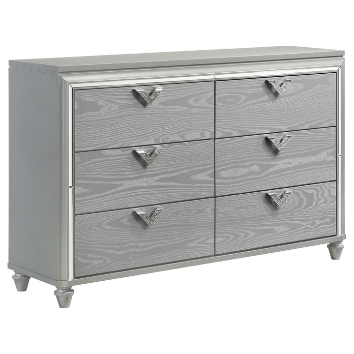 Veronica 6-drawer Dresser Light Silver
