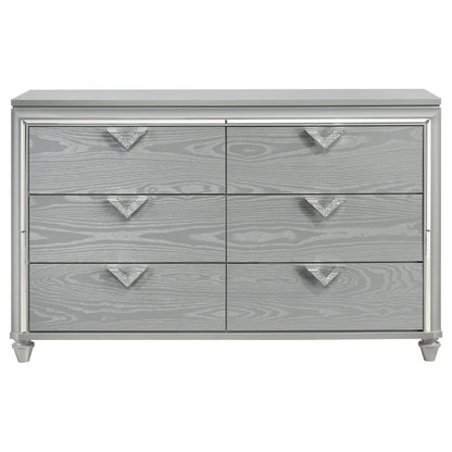 Veronica 6-drawer Dresser Light Silver