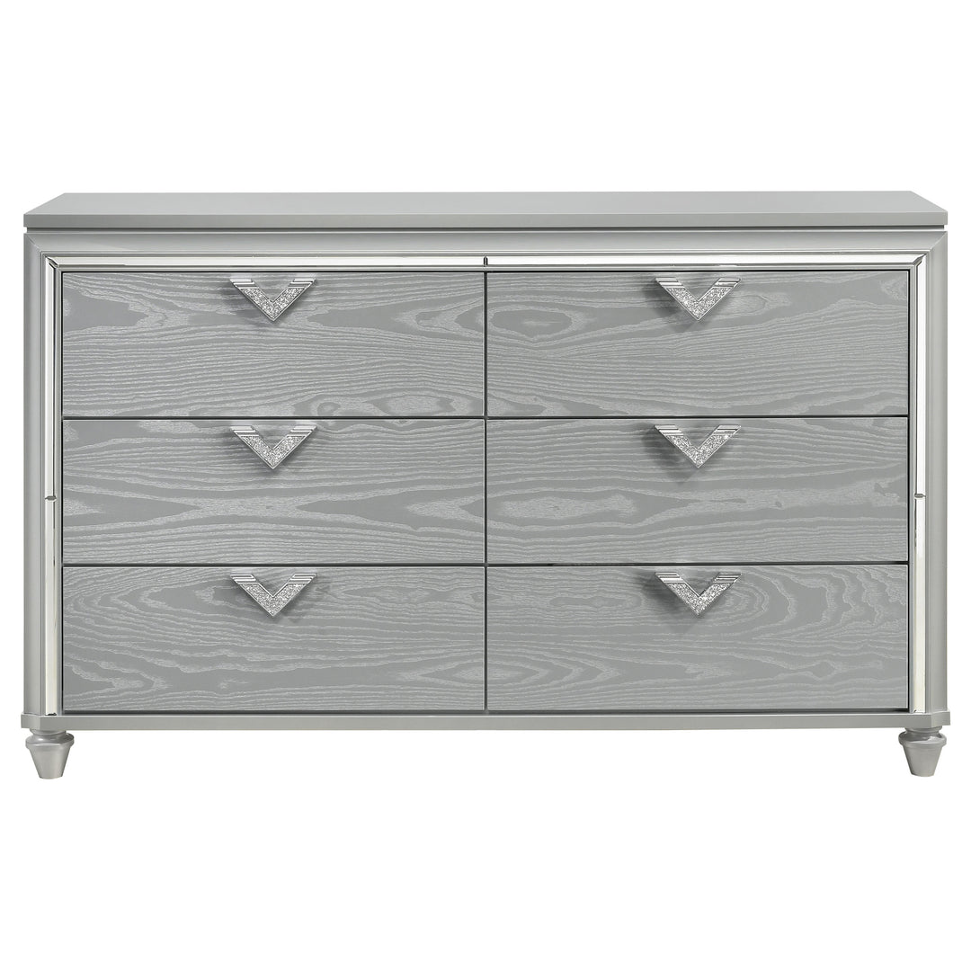 Veronica 6-drawer Dresser Light Silver