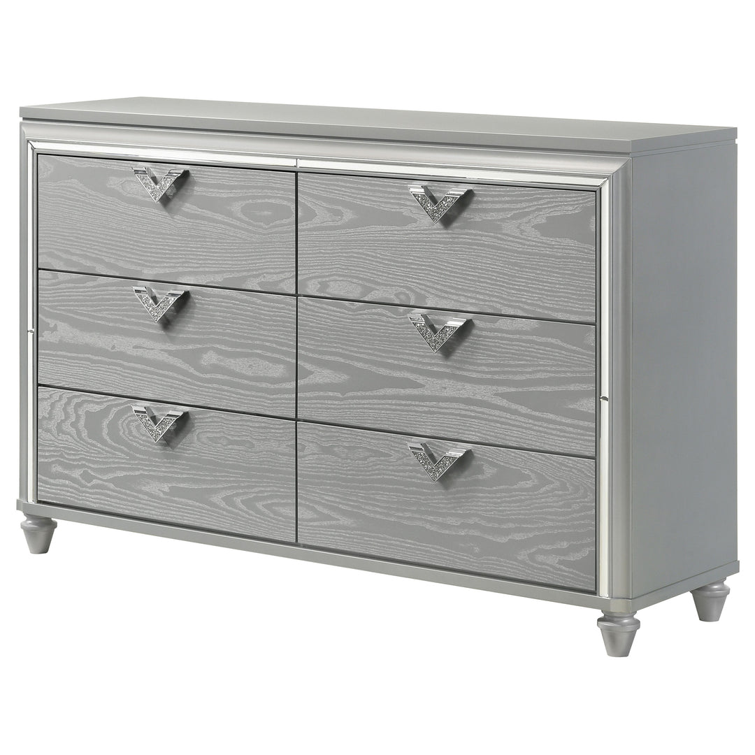 Veronica 6-drawer Dresser Light Silver