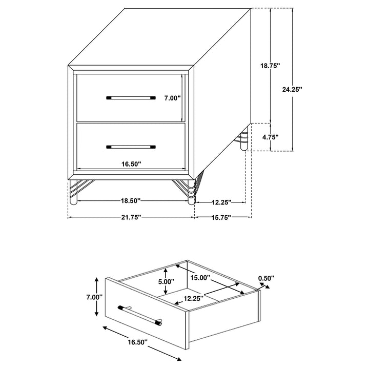 Lucia 2-drawer Nightstand White