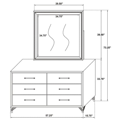 Lucia 6-drawer Dresser with Mirror White