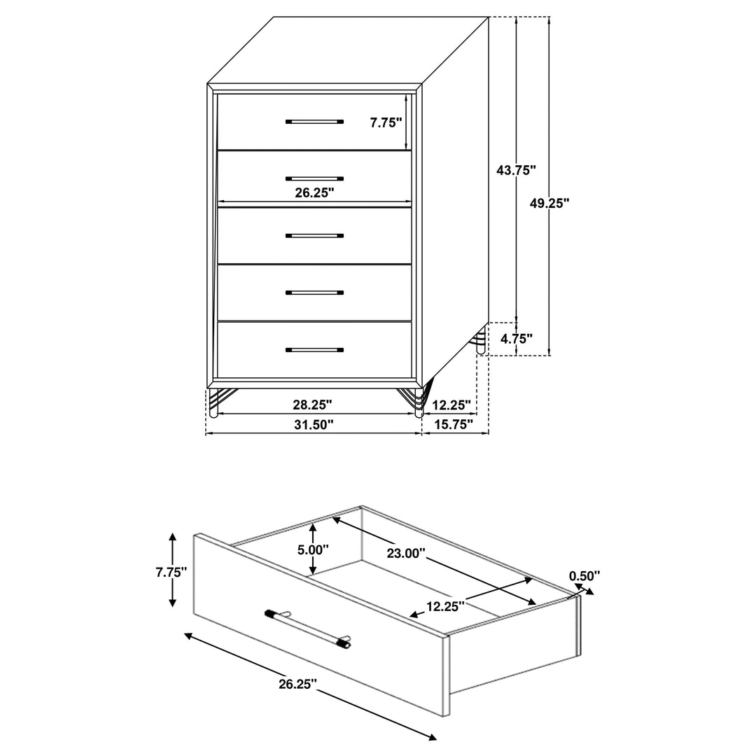 Lucia 5-drawer Bedroom Chest White