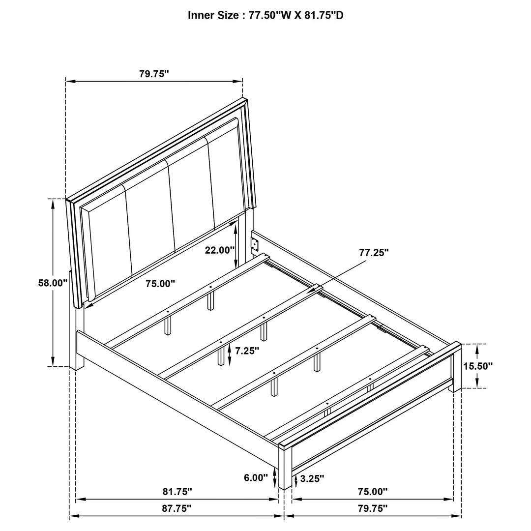 Kieran Wood Eastern King LED Panel Bed Grey