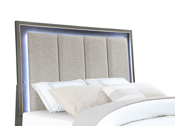 Kieran Wood California King LED Panel Bed Grey