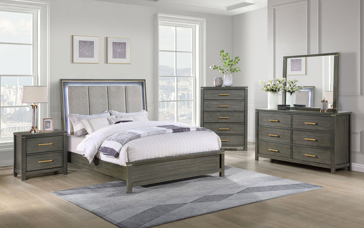 Kieran Wood California King LED Panel Bed Grey