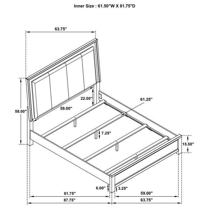 Kieran Wood Queen LED Panel Bed Grey