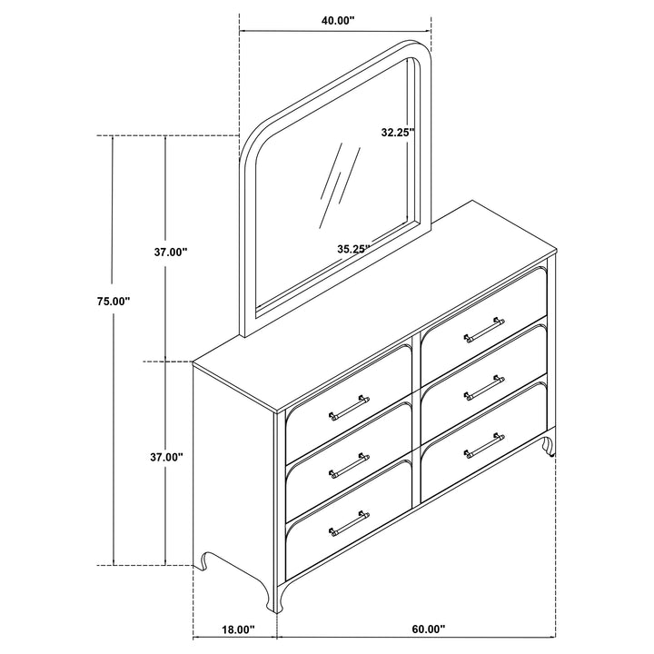 Anastasia 6-drawer Dresser with Mirror Pearl White