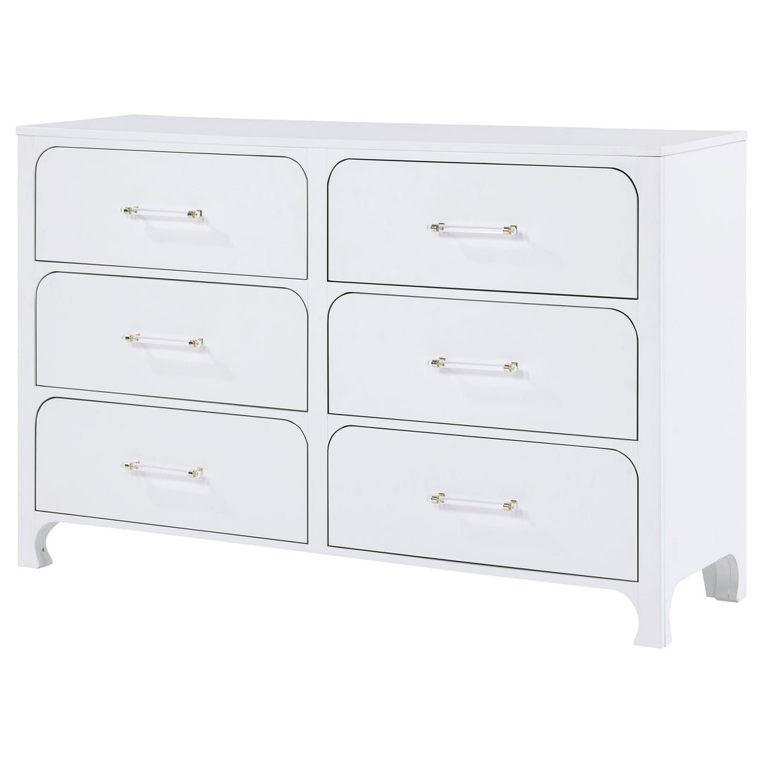 Anastasia 6-drawer Dresser Pearl White