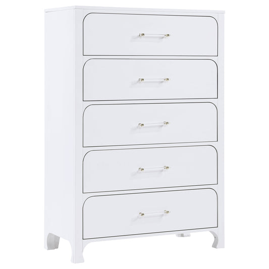 Anastasia 5-drawer Bedroom Chest Pearl White