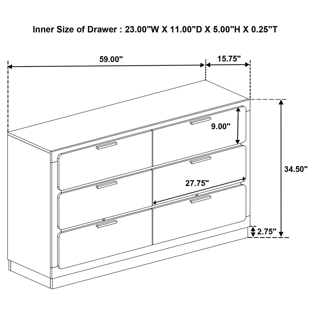 Caraway 6-drawer Dresser White