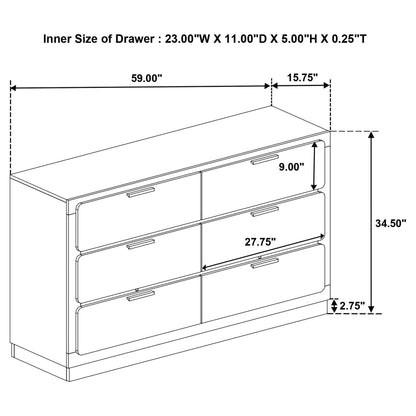 Caraway 6-drawer Dresser White