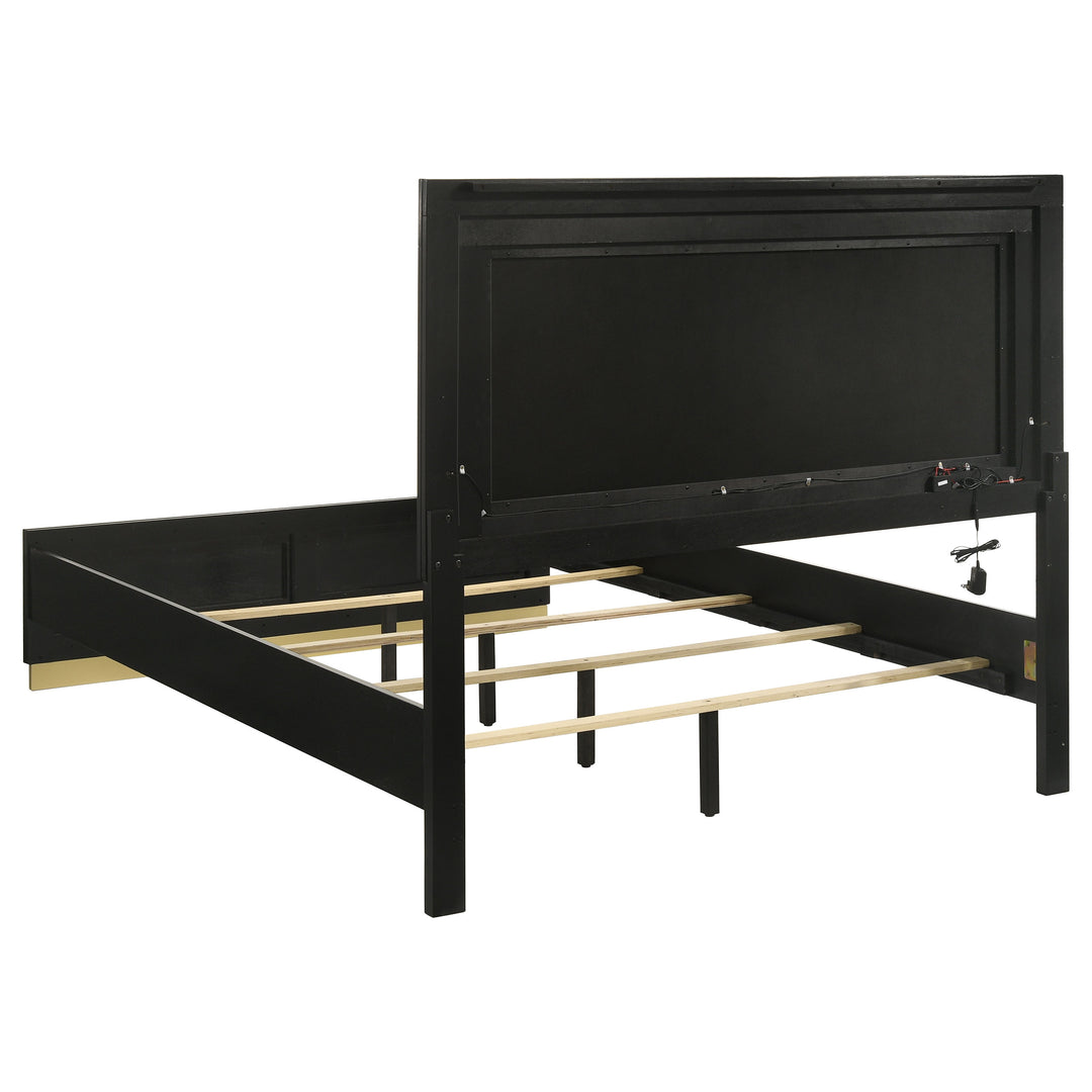 Caraway Wood California King LED Panel Bed Black