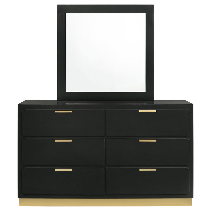 Caraway 6-drawer Dresser with Mirror Black