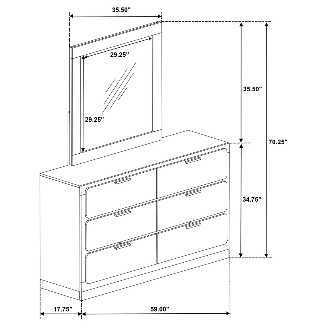 Caraway 6-drawer Dresser with Mirror Black