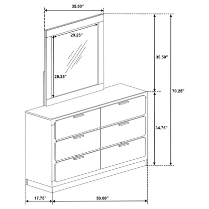 Caraway 6-drawer Dresser with Mirror Black