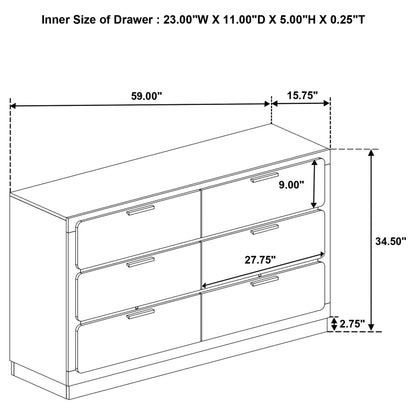 Caraway 6-drawer Dresser Black