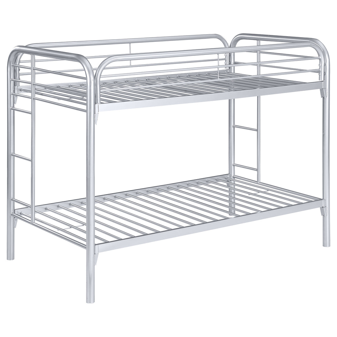 Morgan Metal Twin Over Twin Bunk Bed Silver