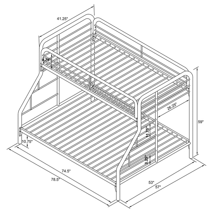 Morgan Metal Twin Over Full Bunk Bed Silver