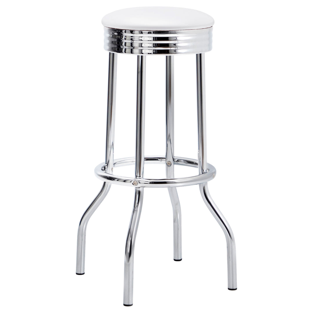 Theodore Upholstered Top Bar Stools White and Chrome (Set of 2)