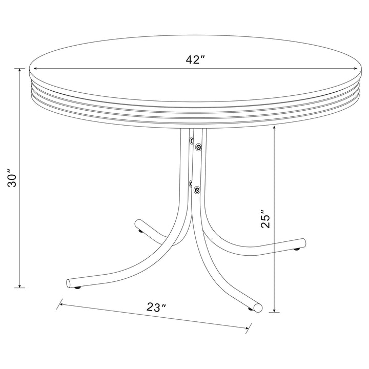 Retro 5-piece Round Dining Set Glossy White and Red