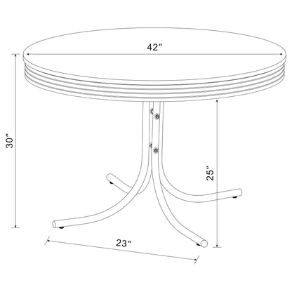 Retro Round Dining Table Glossy White and Chrome