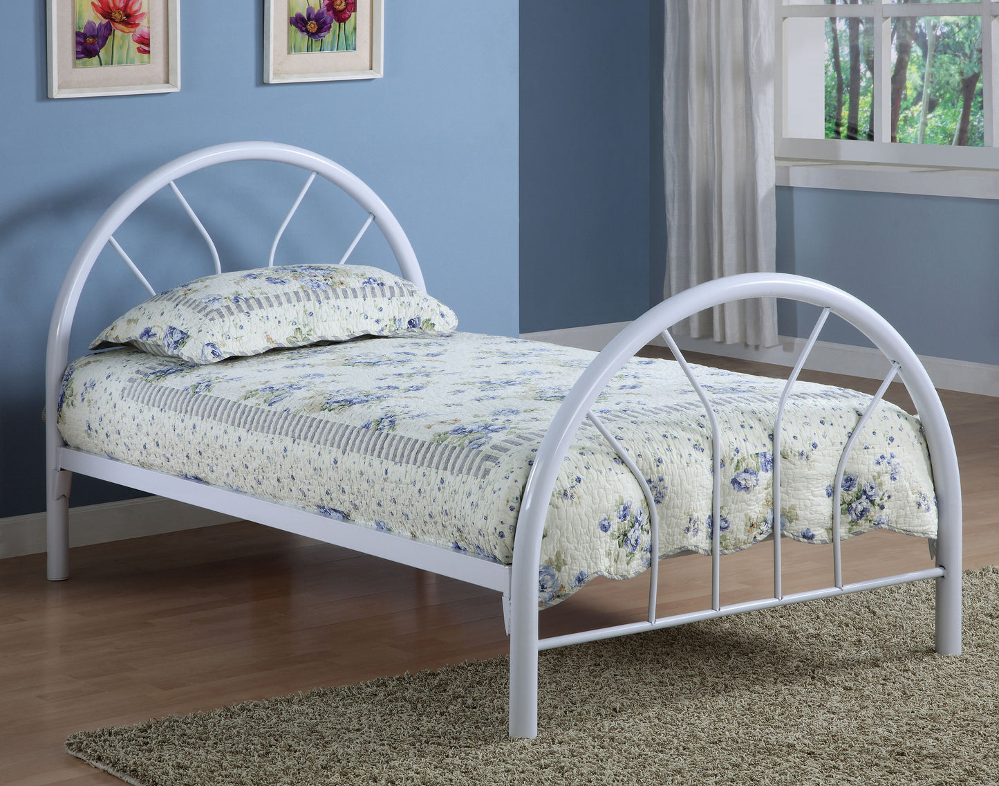 Marjorie Metal Twin Open Frame Bed White