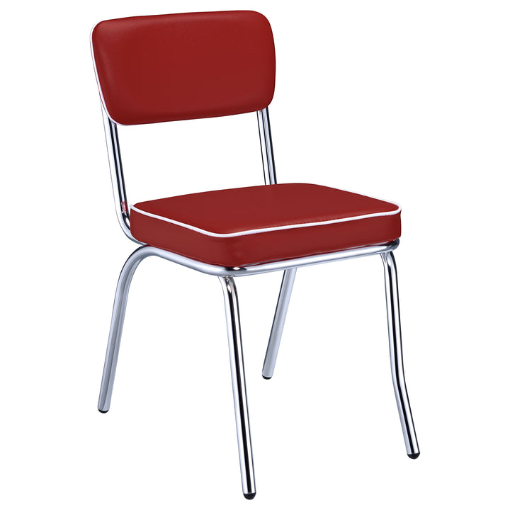 Retro Open Back Side Chairs Red and Chrome (Set of 2)