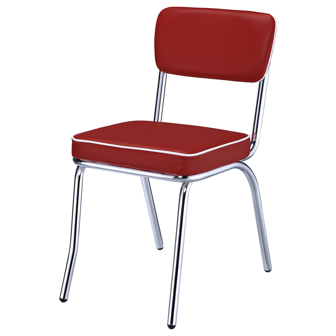 Retro Open Back Side Chairs Red and Chrome (Set of 2)