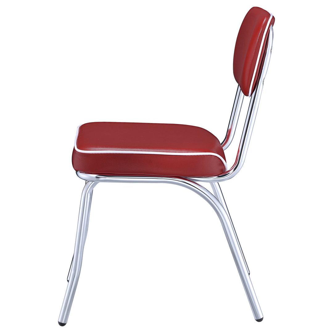 Retro Open Back Side Chairs Red and Chrome (Set of 2)