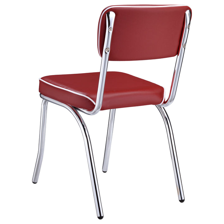 Retro Open Back Side Chairs Red and Chrome (Set of 2)