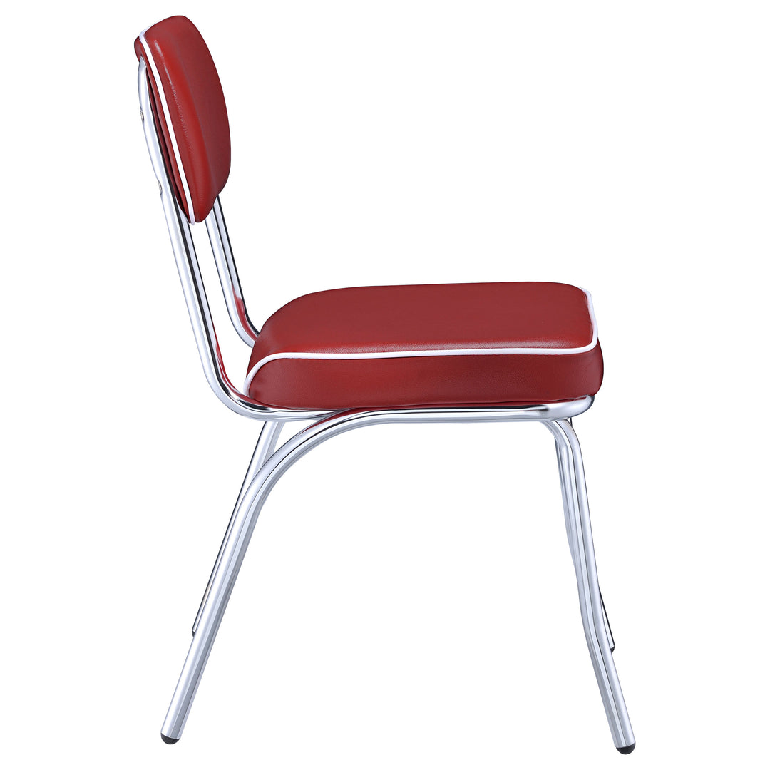 Retro Open Back Side Chairs Red and Chrome (Set of 2)