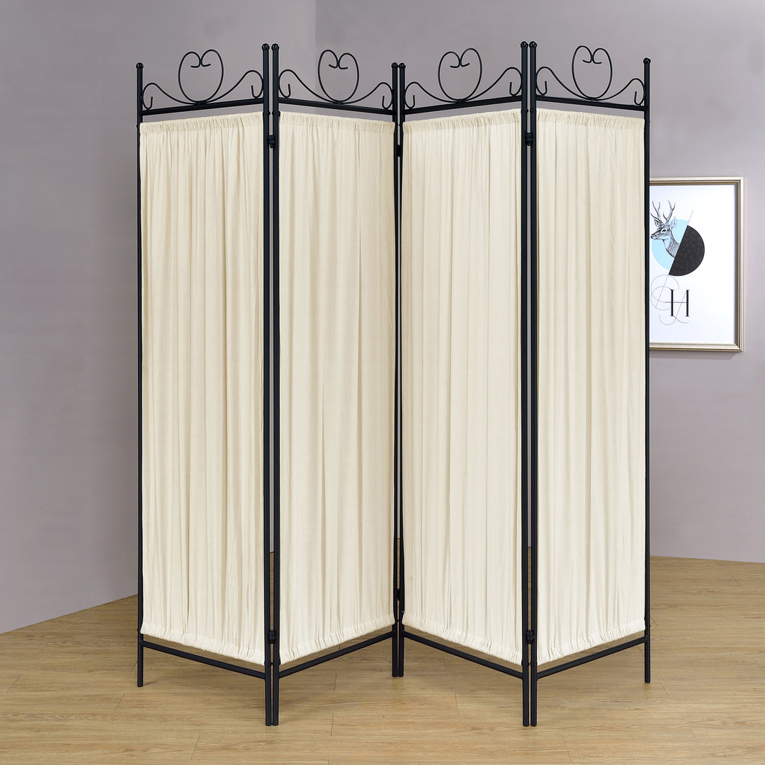 Dove 4-panel Folding Screen Beige and Black