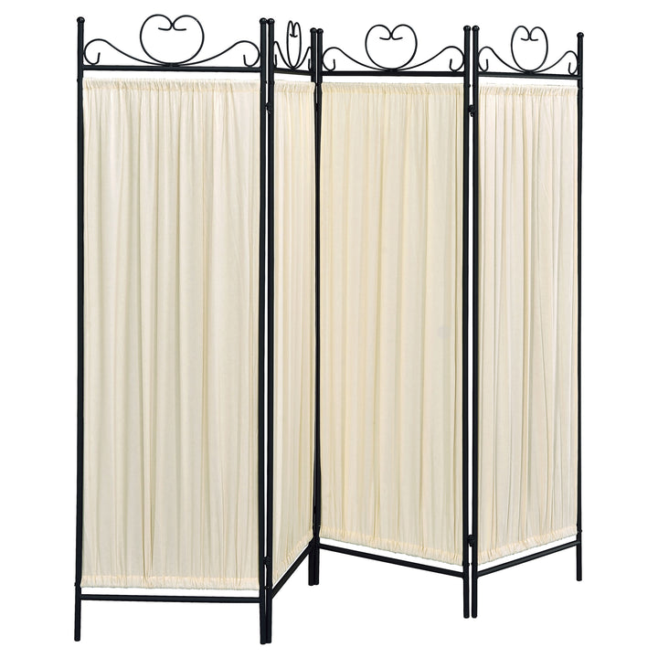 Dove 4-panel Folding Screen Beige and Black