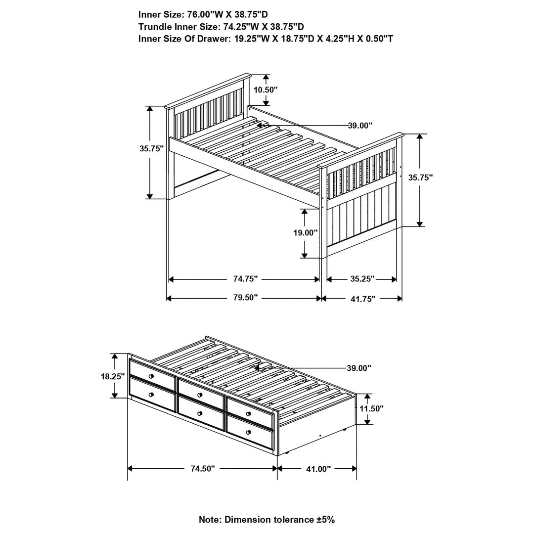 Rochford 3-drawer Twin Bed with Captains Trundle Black