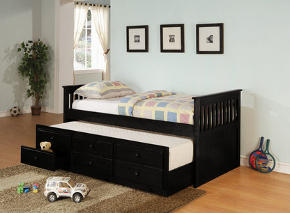 Rochford 3-drawer Twin Bed with Captains Trundle Black