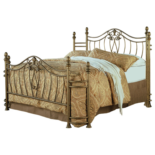 Sydney Metal Queen Open Frame Bed Antique Brushed Gold