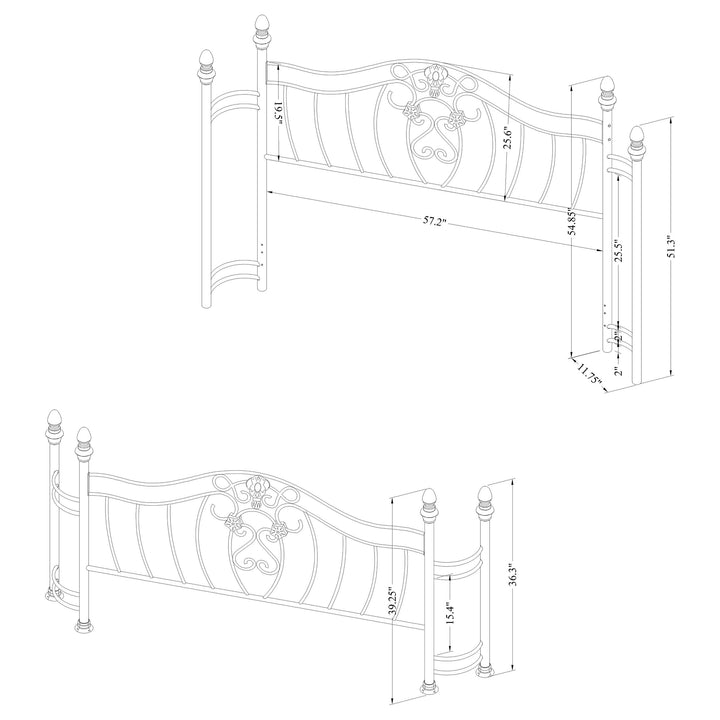 Sydney Metal Queen Open Frame Bed Antique Brushed Gold