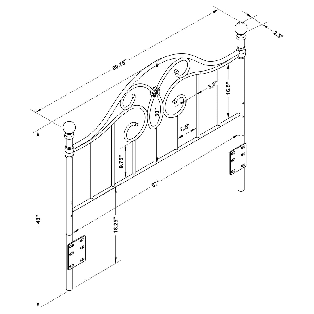 Bailey Metal Queen or Full Open Frame Headboard Black