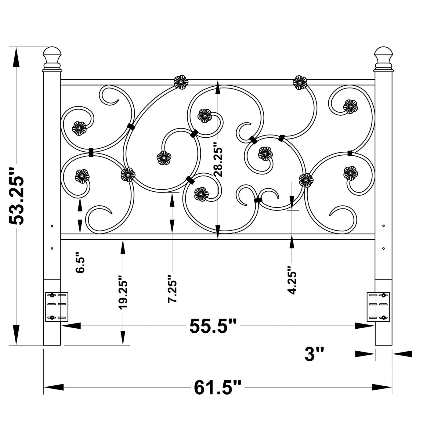 Chelsea Metal Queen or Full Open Frame Headboard White