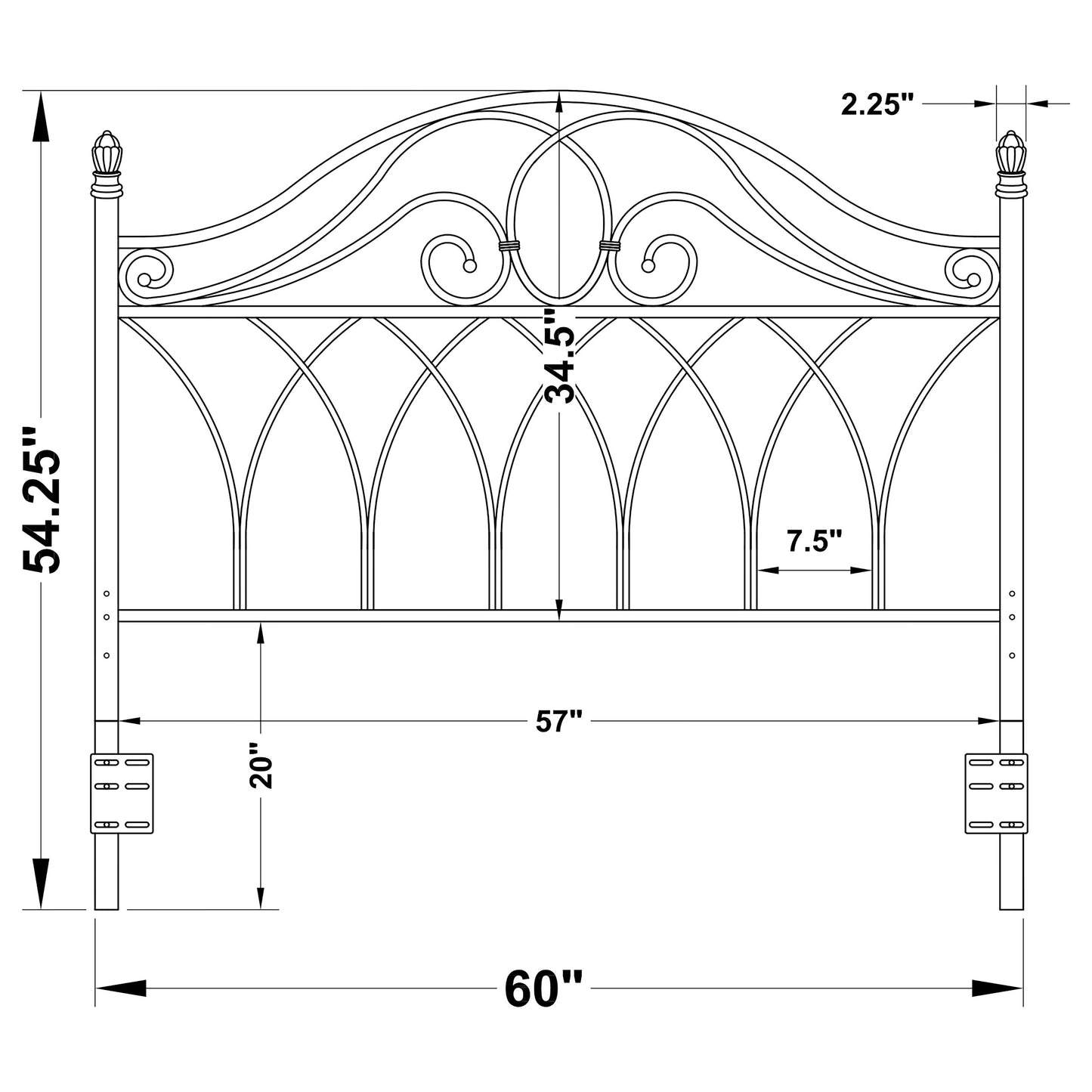 Zola Metal Queen or Full Open Frame Headboard Brown