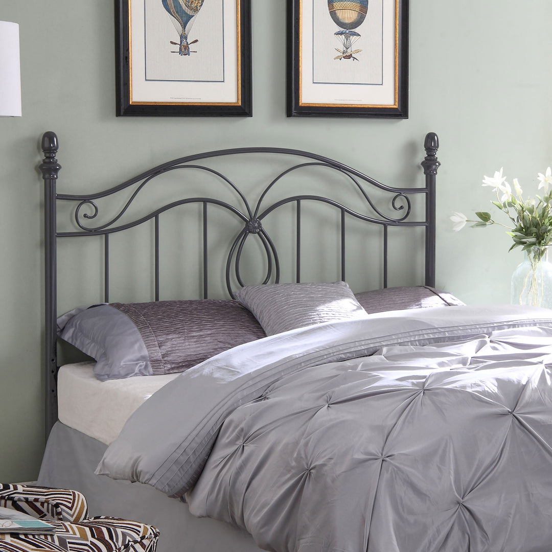 Evan Metal Queen or Full Open Frame Headboard Dark Grey