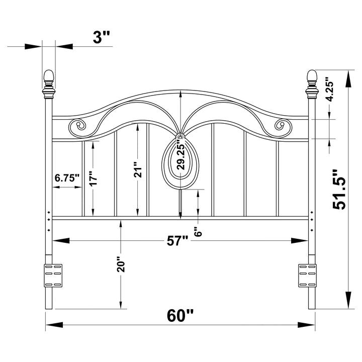 Evan Metal Queen or Full Open Frame Headboard Dark Grey