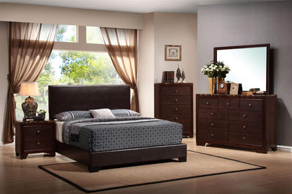 Conner Upholstered Full Panel Bed Dark Brown