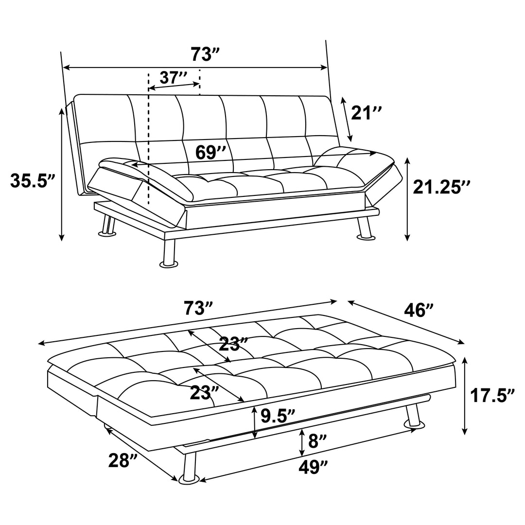 Dilleston Tufted Back Upholstered Sofa Bed Black