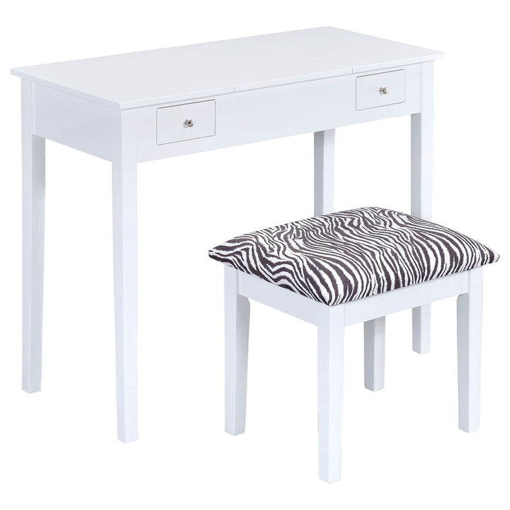 Seline Vanity Set with Pop-Up Mirror and Stool White