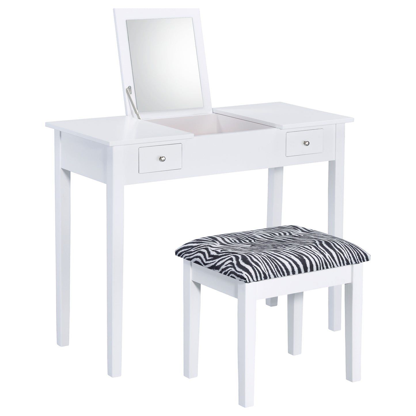 Seline Vanity Set with Pop-Up Mirror and Stool White