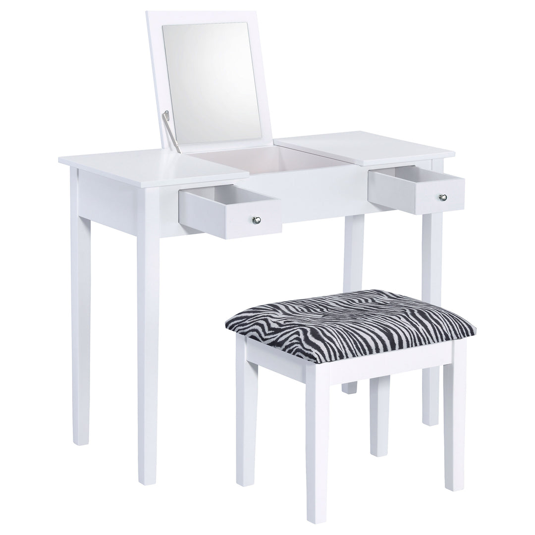 Seline Vanity Set with Pop-Up Mirror and Stool White