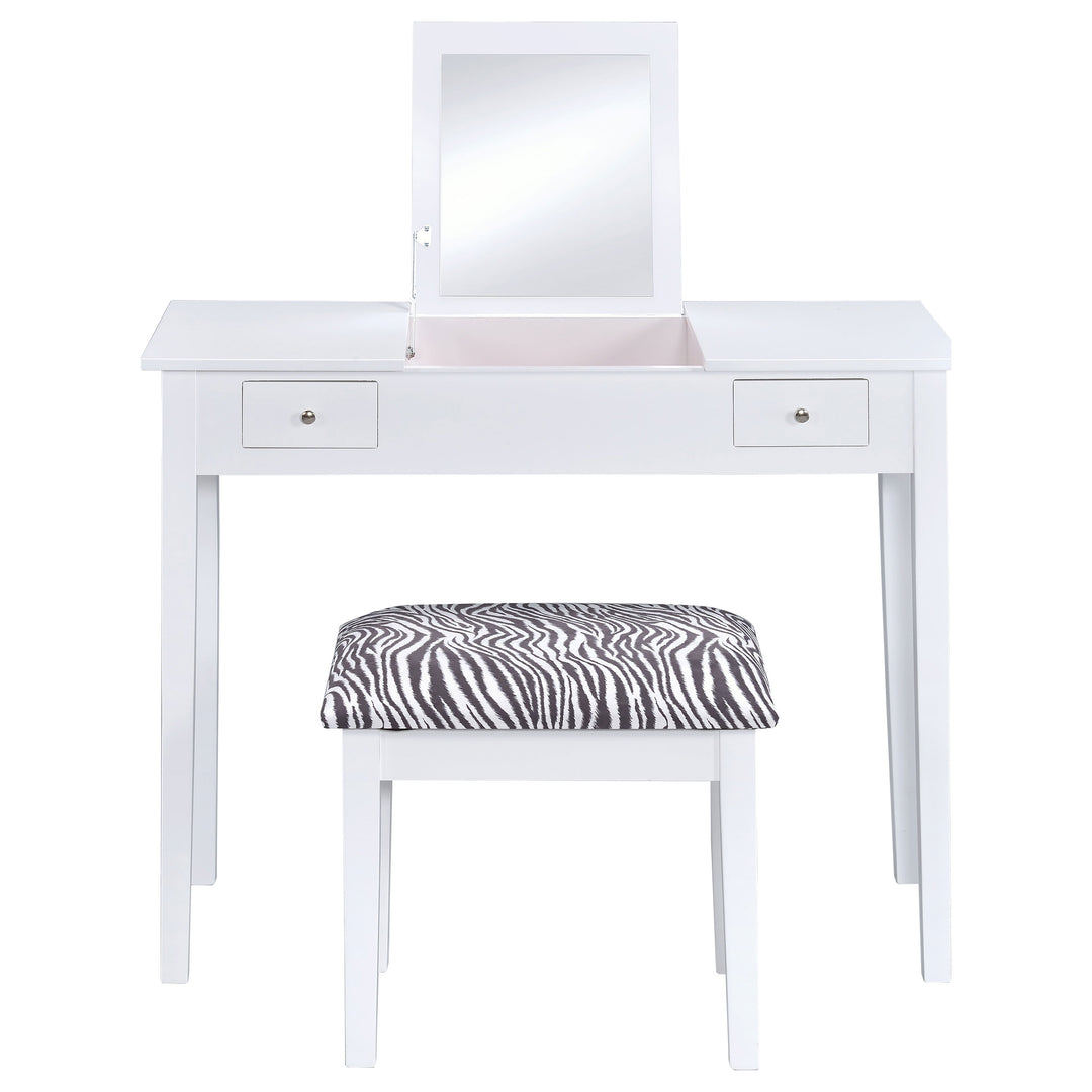 Seline Vanity Set with Pop-Up Mirror and Stool White